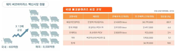 국내 돼지 써코바이러스(PCV2) 시장 현황