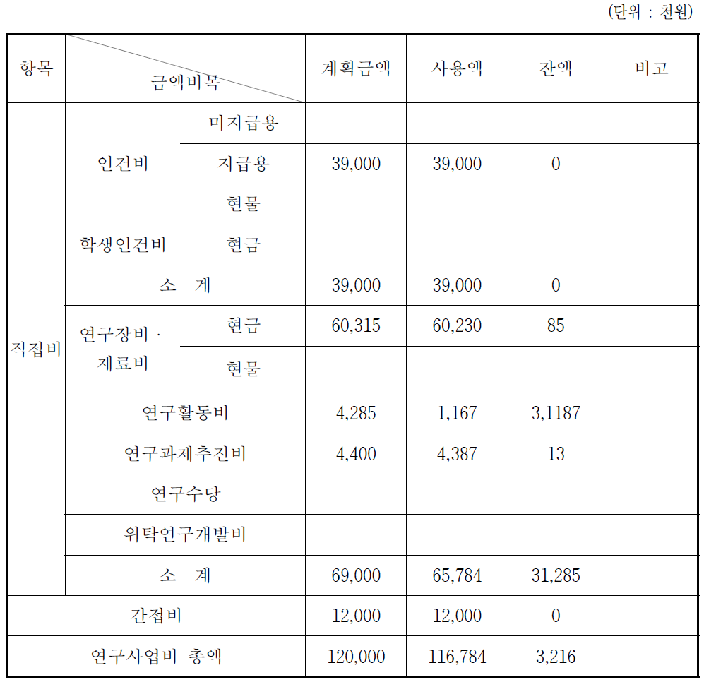 연구비 집행실적