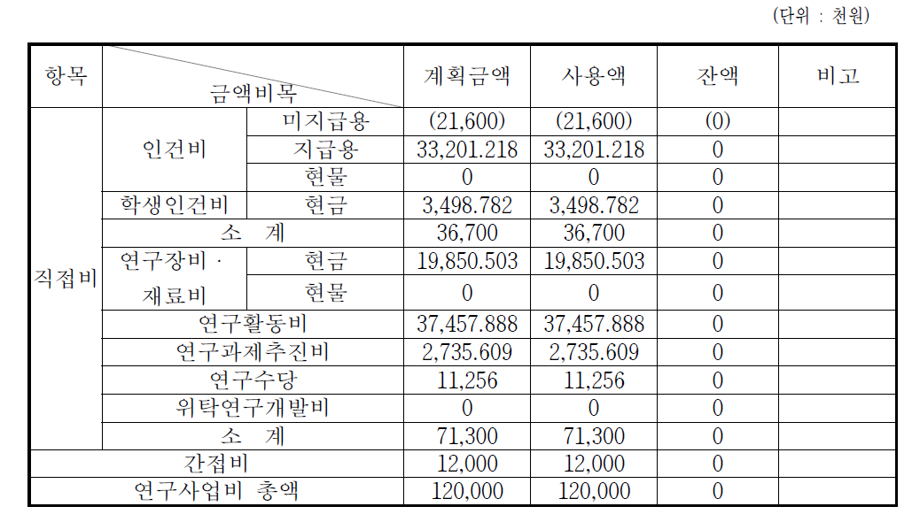 연구비 집행실적