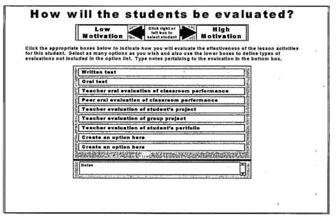 학습자 평가 계획 화면 출처: Strang & Clark, 2003:97