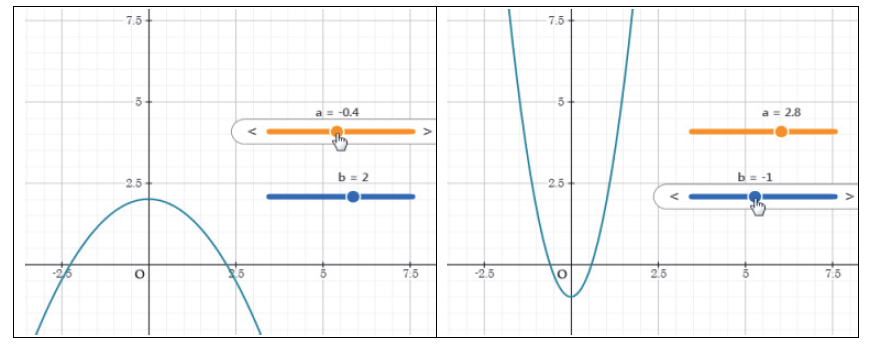 시뮬레이션형 컴퓨터 환경 활용 예시: 중학교 수학과 출처: https://www.algeomath.kr (2019. 10. 25. 검색)