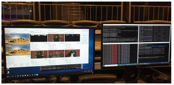 시범서비스 중 스트림믹서 시스템 및 스트리밍 서버 구동 화면