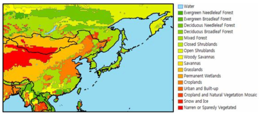 MODIS International Geosphere-Biosphere Programme(IGBP) land cover data