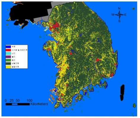 환경부 공간정보서비스 Landsat 토지피복도