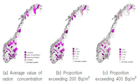 노르웨이의 라돈 지도