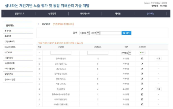 시스템관리자 메뉴구성