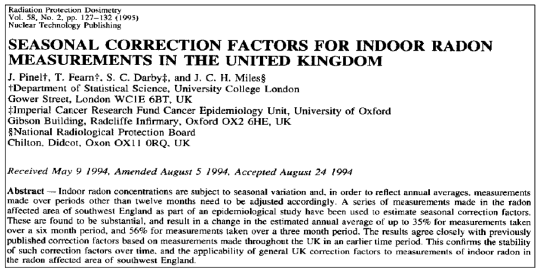 Seasonal Correction Factors for Indoor Radon Measurements in the UK