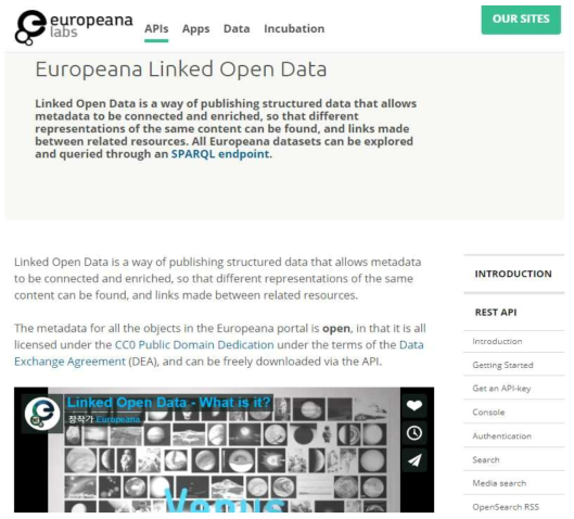 Europeana labs의 LOD 페이지 (출처 : http://labs.europeana.eu/api/linked-open-data-introduction)