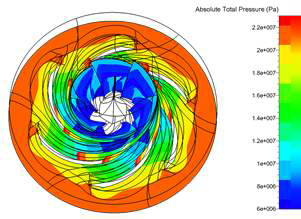 펌프 임펠러 내부 전압력 분포