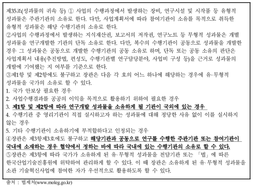 산업기술혁신사업 공통 운영요령의 지식재산권 및 발생품의 귀속에 대한 사항