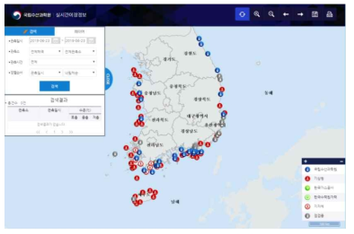 NIFS의 실시간 해양환경 어장정보시스템 출처: 국립수산과학원, http://www.nifs.go.kr/