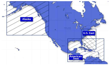 Regional NCOM모델의 지역구분 출처: NOAA’s NCDC, https://www.ncdc.noaa.gov