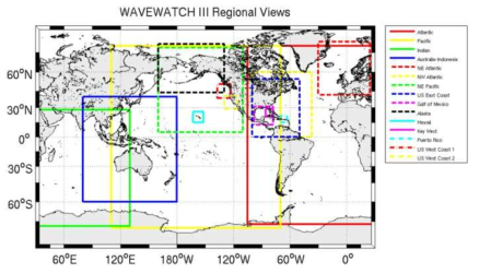 WW3의 해석 범위 및 지역 구분 출처: NOAA’s NCEP, https://polar.ncep.noaa.gov/waves/