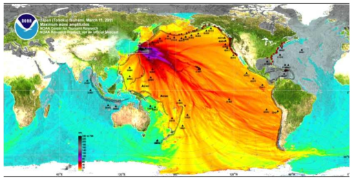 후쿠시마 원전 사고로 인한 방사성 물질 확산지도 출처: 동 사업 기획보고서
