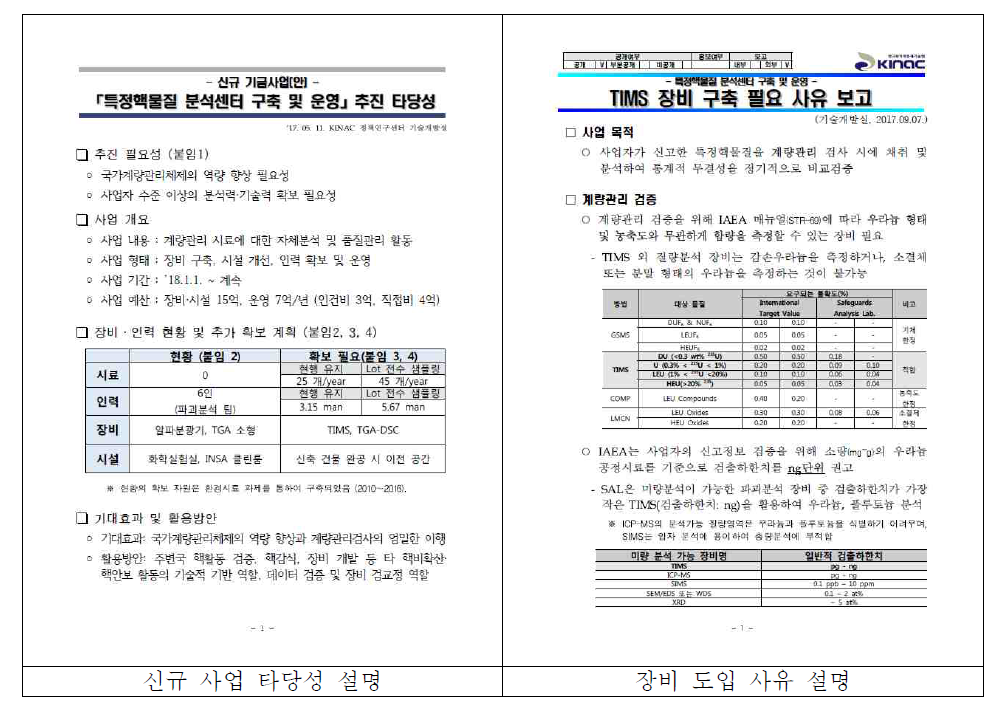 특정 핵물질 분석센터 구축 및 타당성 사유 설명