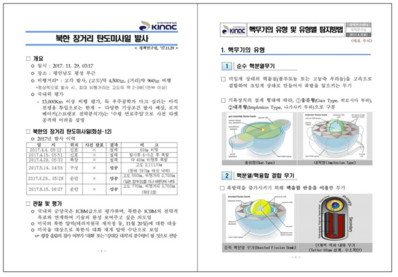 대정부 북핵 동향 보고 사례
