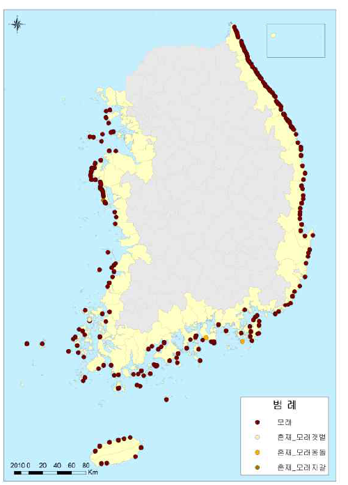 모래 해수욕장 분포도