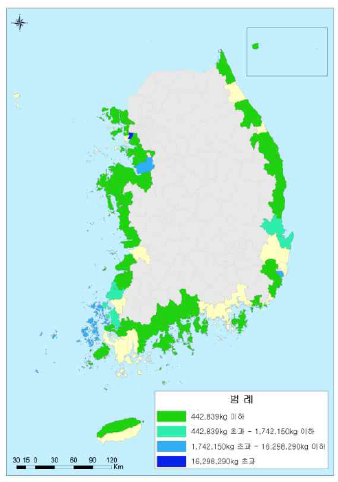 소금 분포도 (식염-천일염)