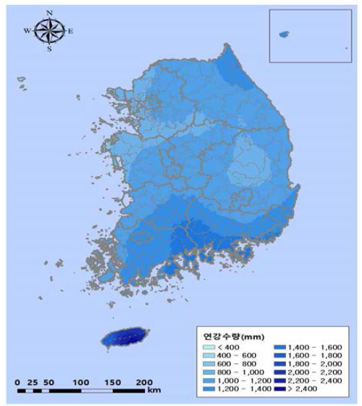 연강수량(2014~2018)