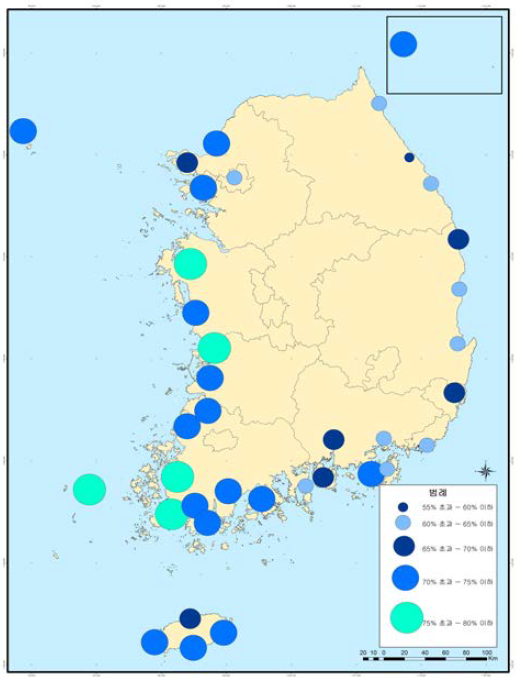 연안지역 습도 분포도