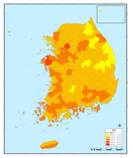 2017 지역별 불쾌지수 분포도