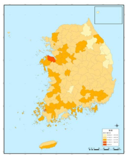 2017 지역별 열지수 분포도