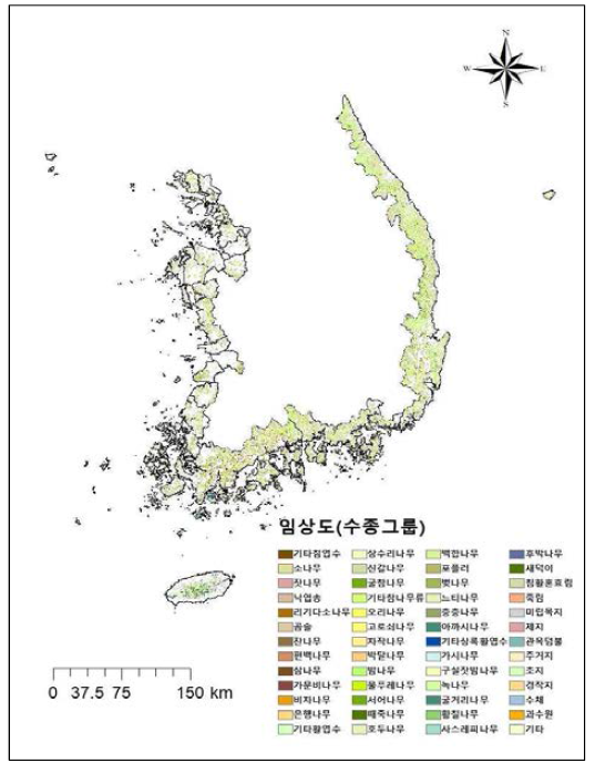 연안지역 임상도(수종그룹)