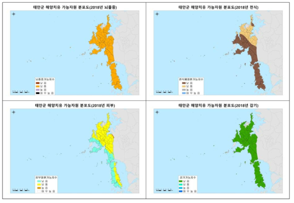 태안군 보건기상지수 분포도