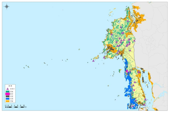 태안군 해양치유 가능자원 분포도