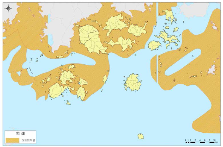 완도군 해양치유자원 분포도(머드퇴적물)