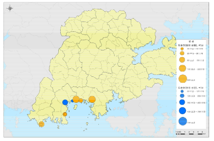 고성군 염지하수 시추조사 사례 분포