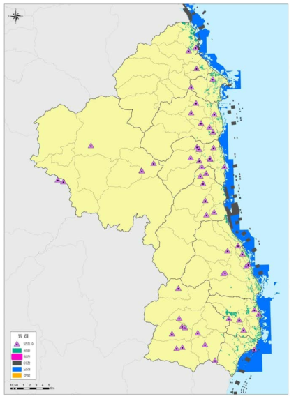 울진군 해양치유 가능자원 분포도