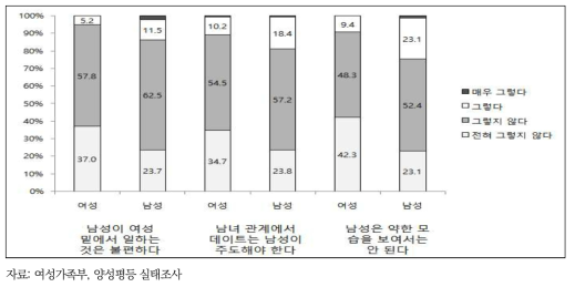 청소년의 성 역할 위계에 대한 고정관념(남성 주도성), 2016