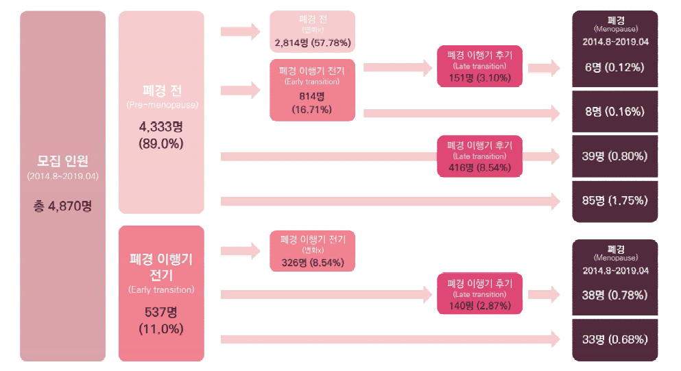 연구참여자 폐경 진행 단계