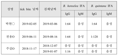 바토넬라 의심 환자에서 IFA IgG/M 항체가