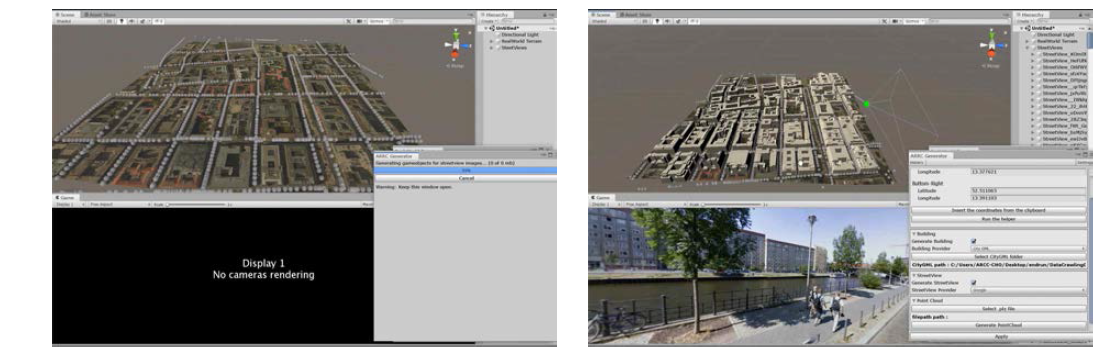 Unity3D 가상환경에 Streetview 및 3D 모델 배치 예시