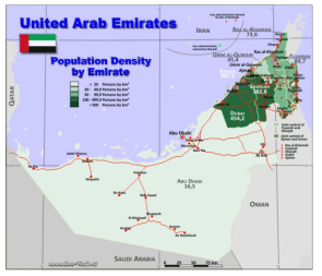 United Arab Emirates(UAE) population distribution map