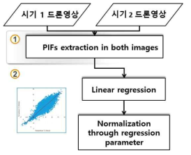 영상 변화탐지를 위한 상대 방사 정규화 흐름도