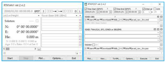 네트워크 RTK 후처리 프로그램 (a) RTKLIB, (b)RTKPOST