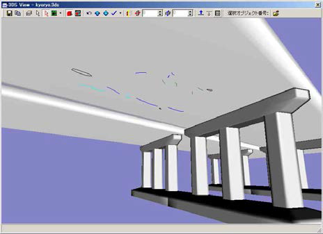 균열이 표시된 교량 3D 모델