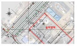 굴착 영역 내에 위치한 시추공 위치도(NX-1,NX-2)