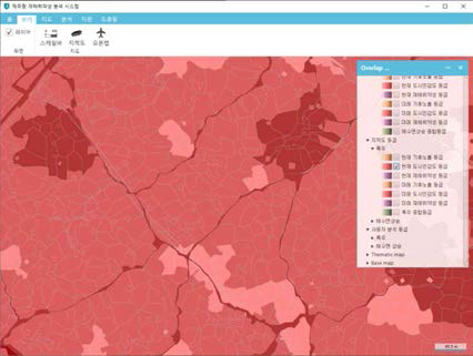 집계구 형태의 도시민감도(저축척)