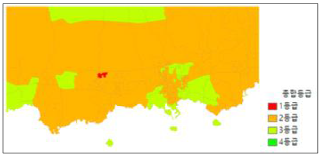 집계구 단위 종합취약성 분석결과 자료 : 자체제작