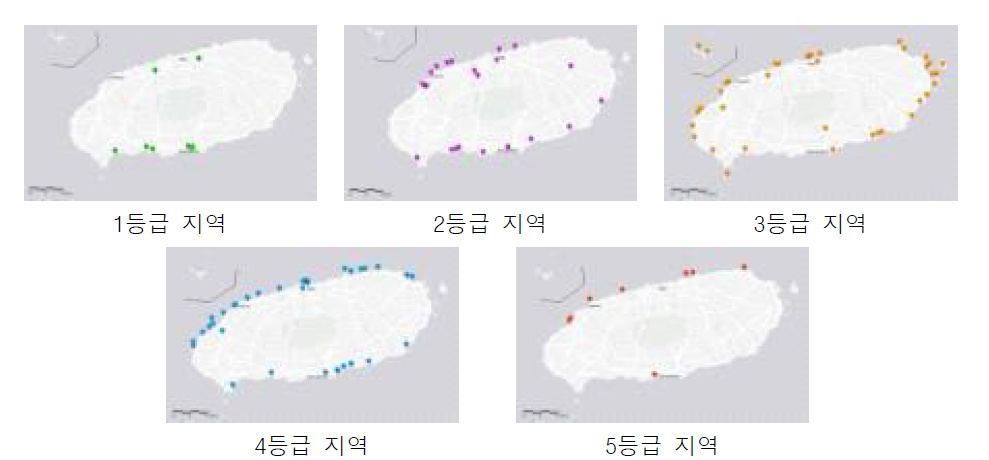 위험등급별 대상지역 분포 현황