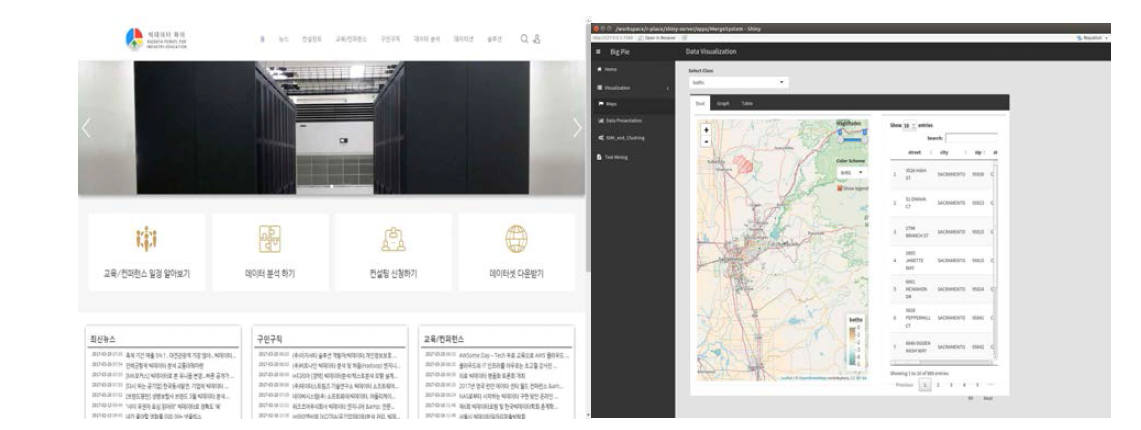 시각화 융합 시스템을 대용량 데이터 포털사이트에서 제공