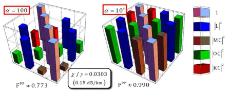 경로-홀짝 게이트의 결과상태에 대한 coherent parameter값과 fidelity