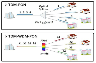 TDM-WDM 아키텍처 개념도