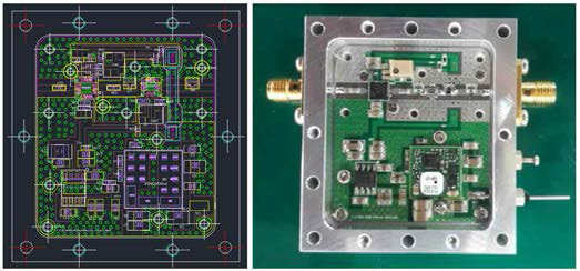 설계된 증폭기 모듈과 제작된 증폭기 모듈