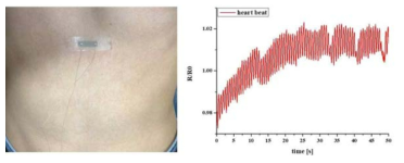 제작된 소프트 센서를 이용 심장 박동수 측정