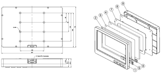 배면 및 하면 형상(Mounting 및 Connector) 및 구성부품